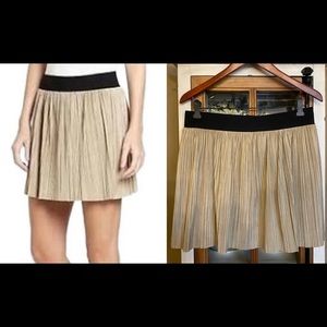 BCBGMaxAzria Kaysa Faux Suede Pleated Mini Skirt in Khaki